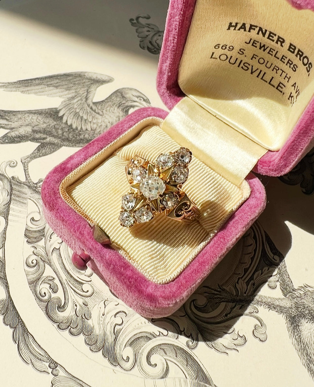 ANTIQUE • Victorian 18k Yellow Gold North Star Old Mine Cut Diamond Ring