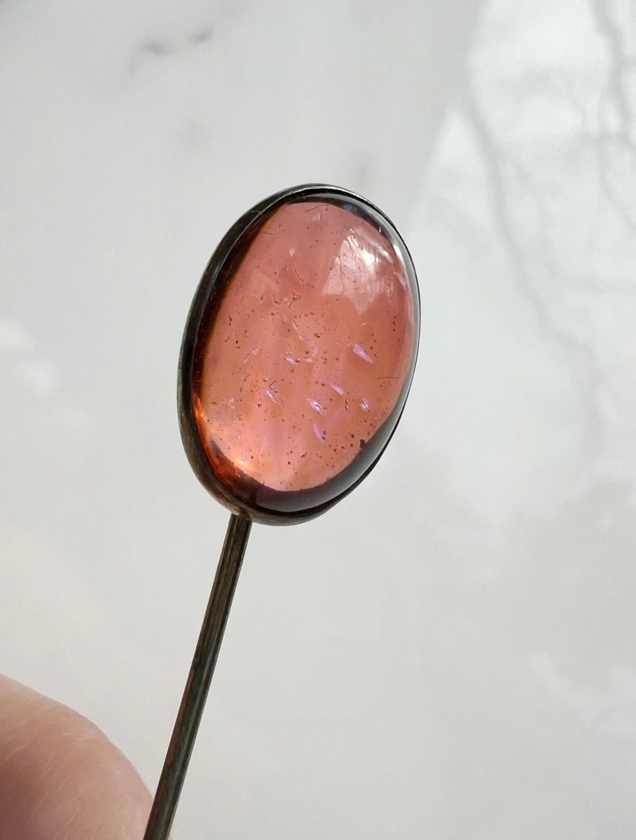 ANTIQUE • Victorian Sterling Silver w/ Dragons Breath Cabochon Stick Pin