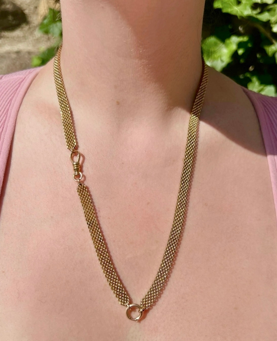 ANTIQUE • Victorian 14k Yellow Gold Watch Chain Lariat Necklace