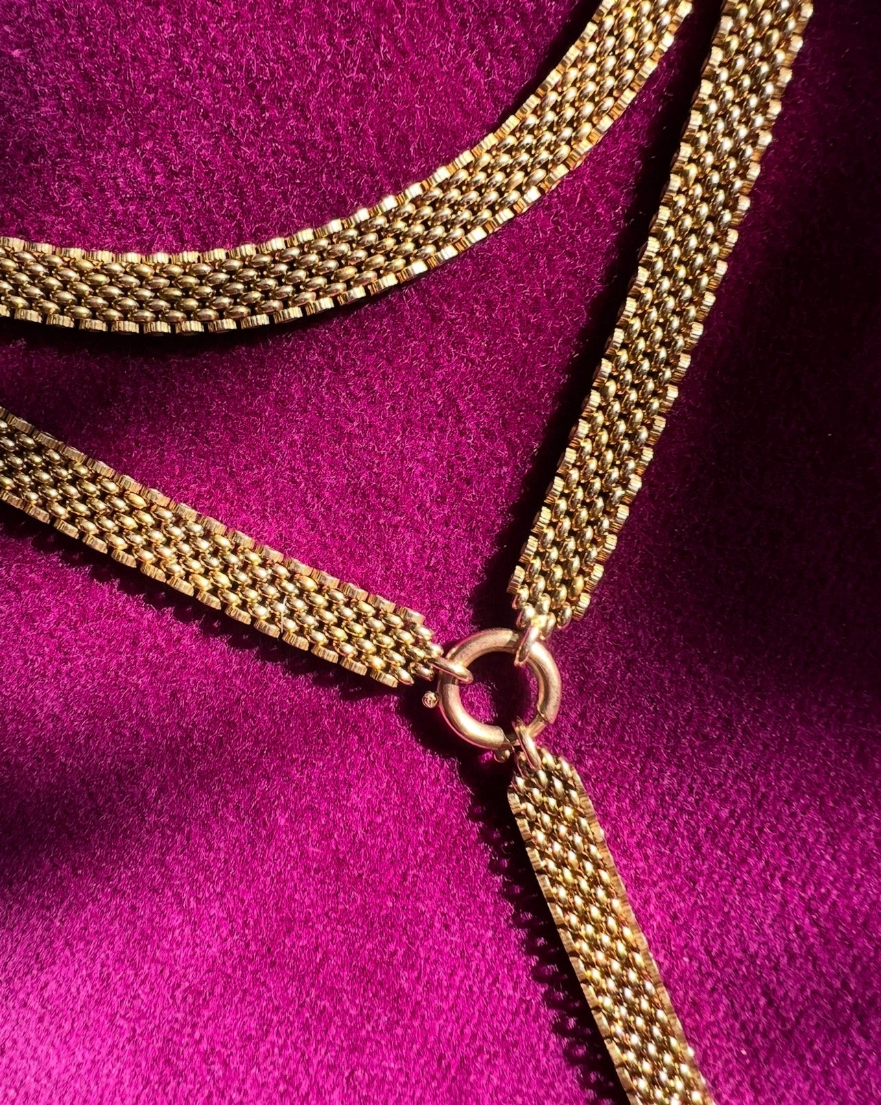 ANTIQUE • Victorian 14k Yellow Gold Watch Chain Lariat Necklace