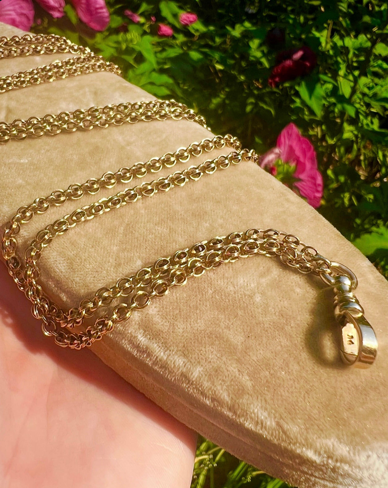 ANTIQUE • Victorian 14k Yellow Gold Longuard Chain Necklace 42”