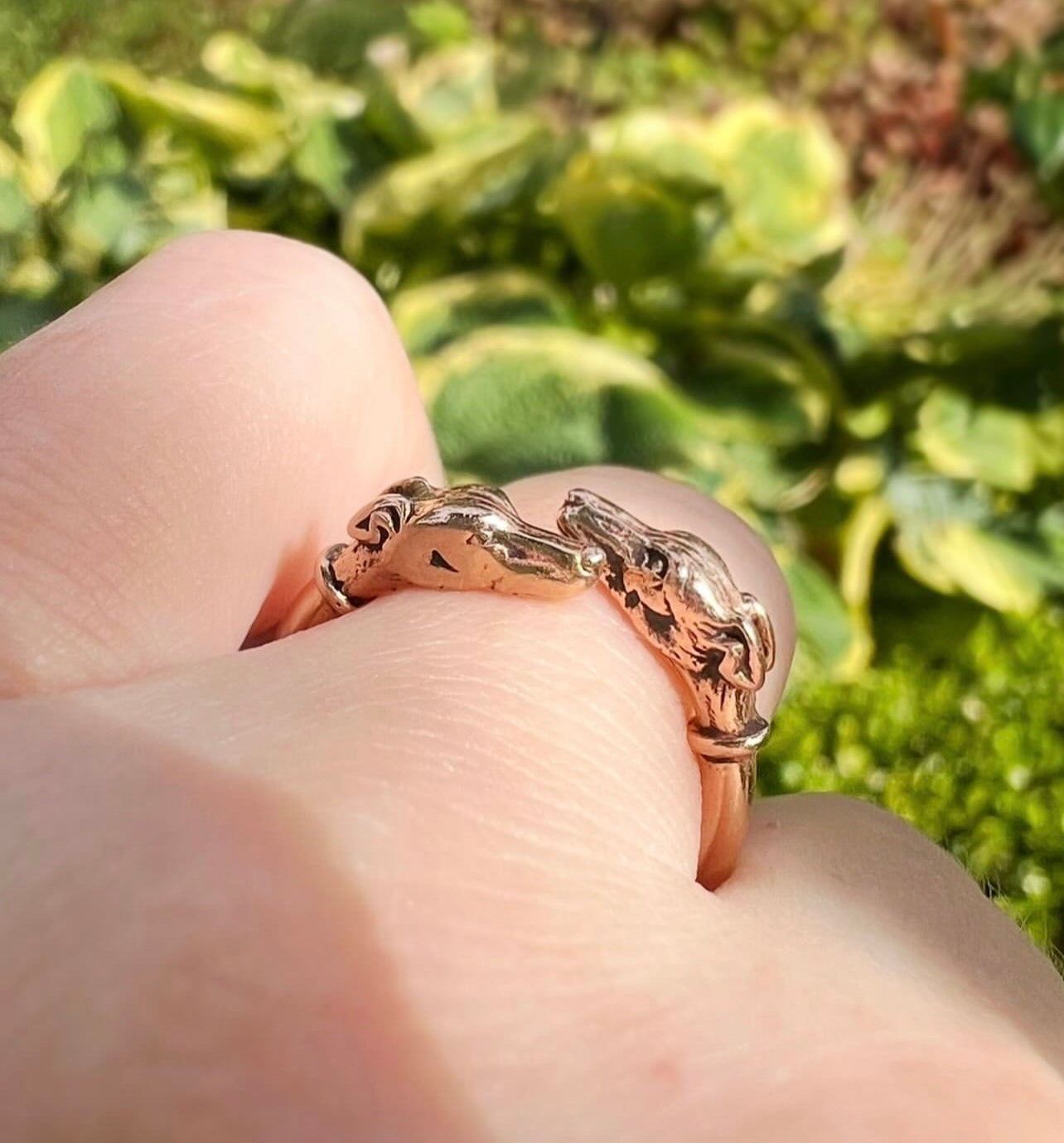 ANTIQUE • Late Georgian 14k Double Hound Head Ring