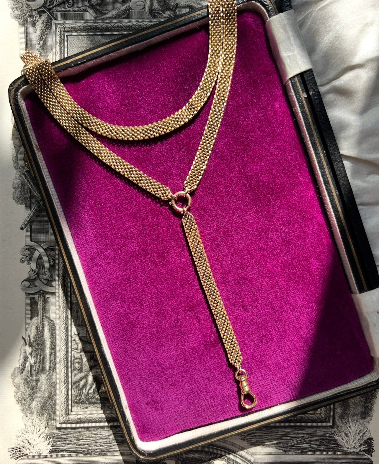 ANTIQUE • Victorian 14k Yellow Gold Watch Chain Lariat Necklace
