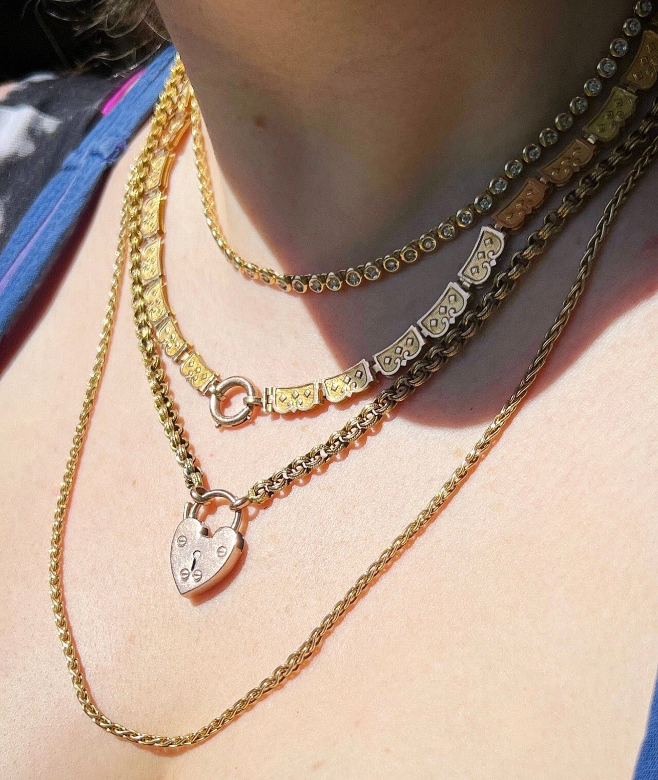 ANTIQUE • Victorian 14k Yellow Rolled Gold Ornate Book Chain Collar Necklace