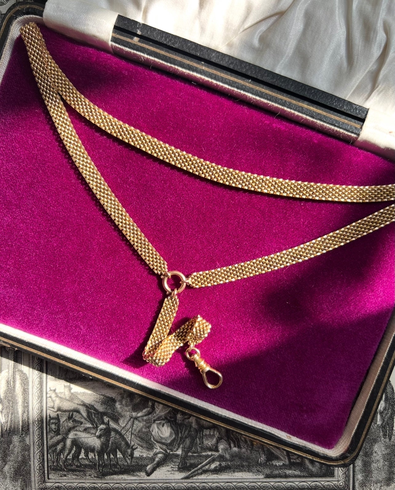 ANTIQUE • Victorian 14k Yellow Gold Watch Chain Lariat Necklace