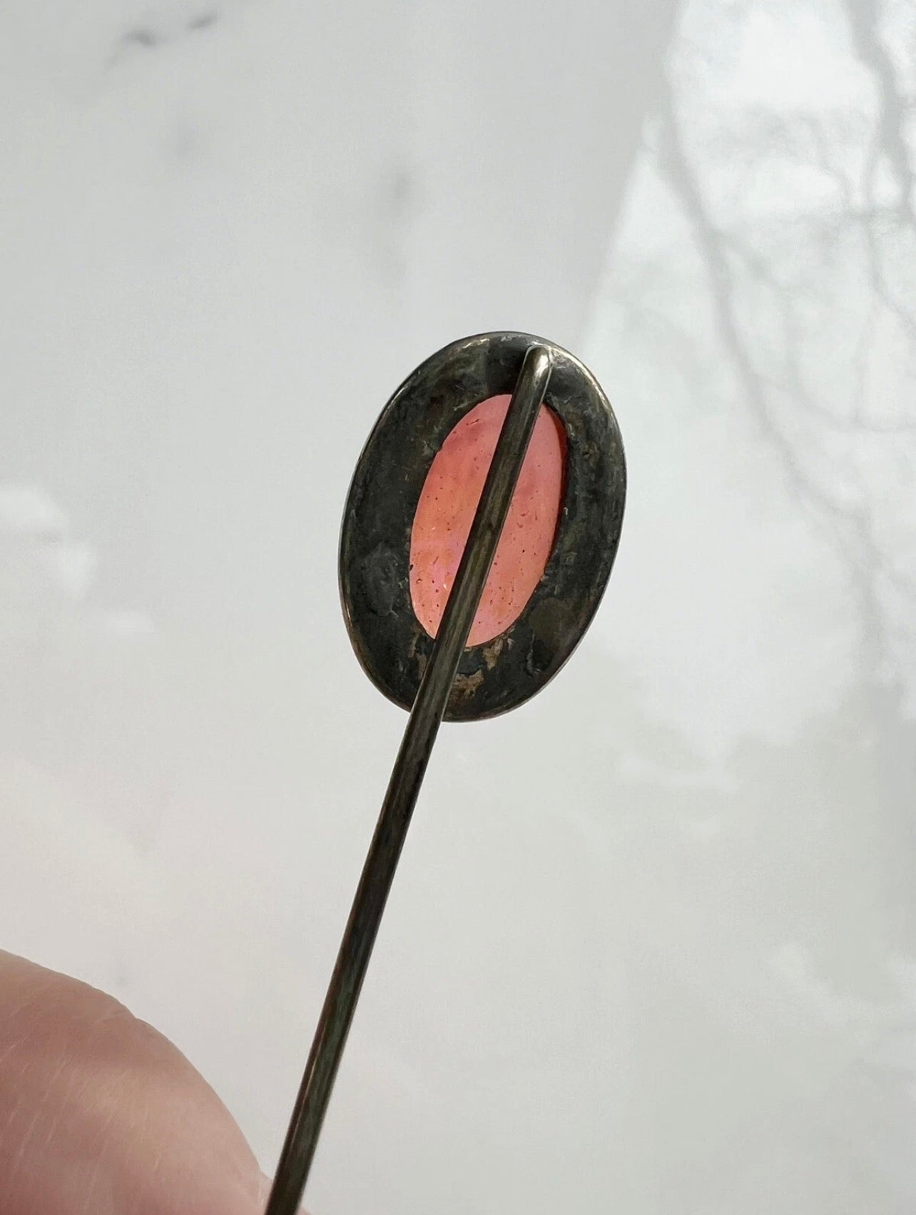 ANTIQUE • Victorian Sterling Silver w/ Dragons Breath Cabochon Stick Pin