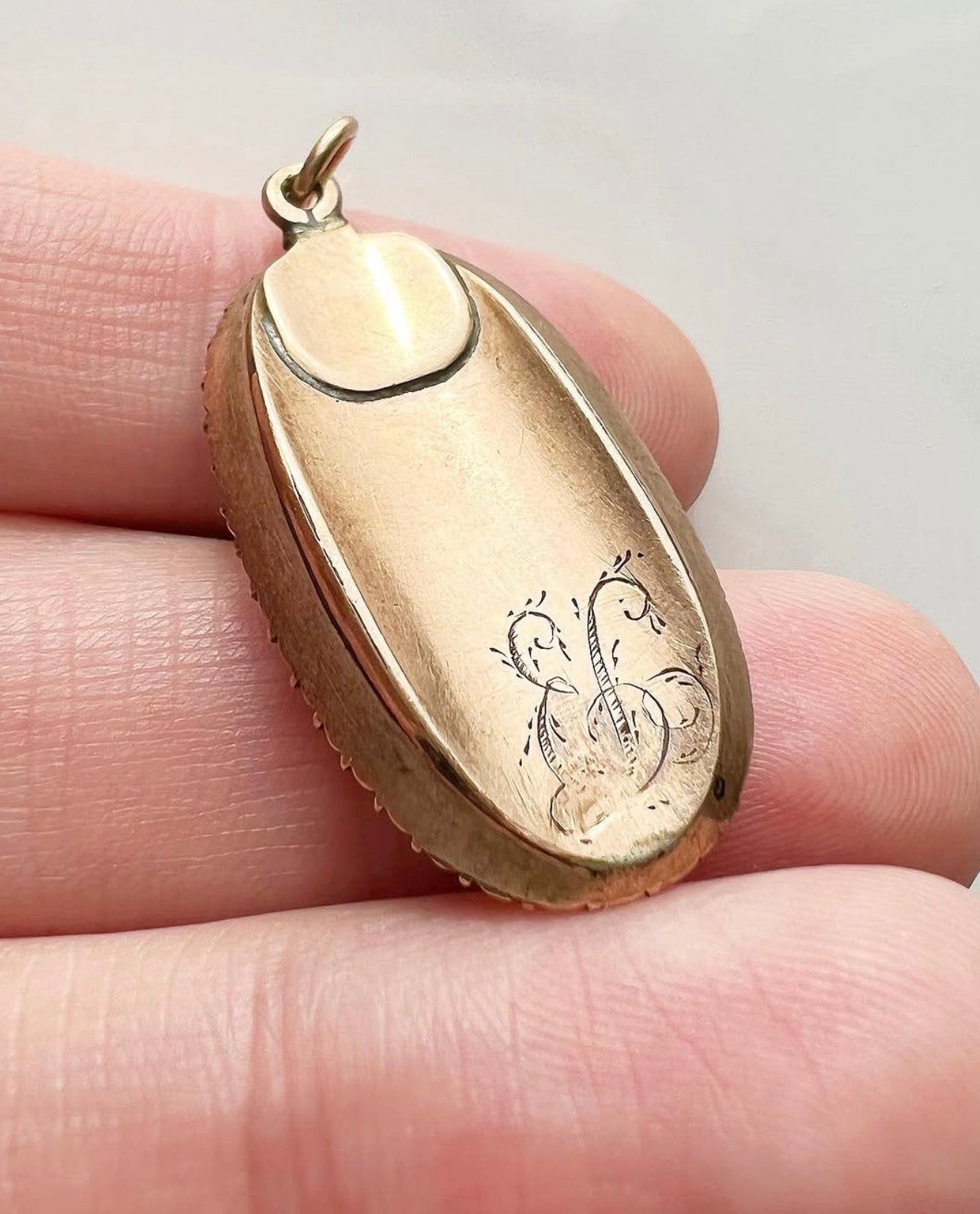 ANTIQUE • Georgian Rosy Gold Sepia & Watercolor Miniature Mourning Portrait Pendant c. 1780