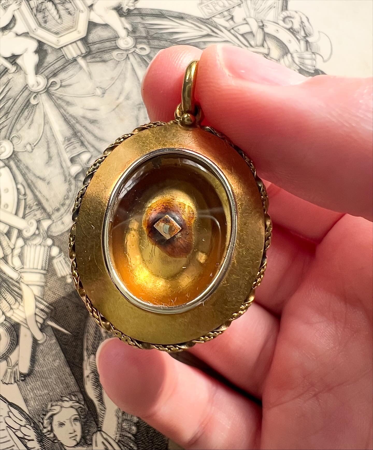 ANTIQUE • Victorian 14k Yellow Gold w/ Persian Turquoise Locket Back Pendant