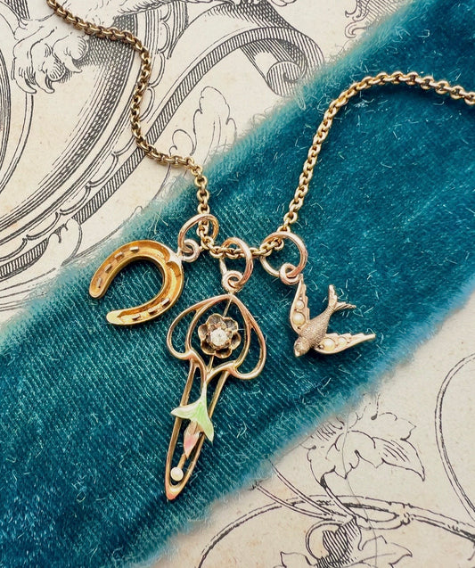 ANTIQUE • Victorian & Art Nouveau 14k Gold Conversion Charms