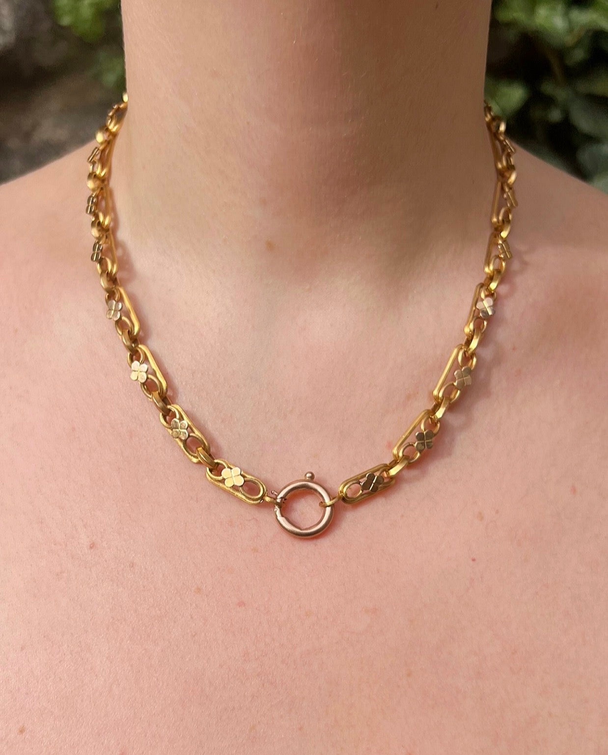 ANTIQUE • Victorian 14k Yellow Gold Ornate Book Chain Collar Necklace