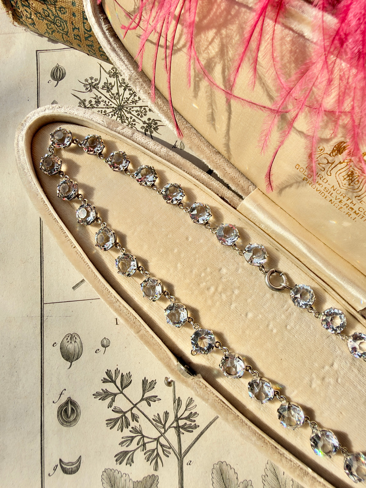 ANTIQUE • Art Deco Sterling Silver w/ Diamond Paste Rivière Necklace