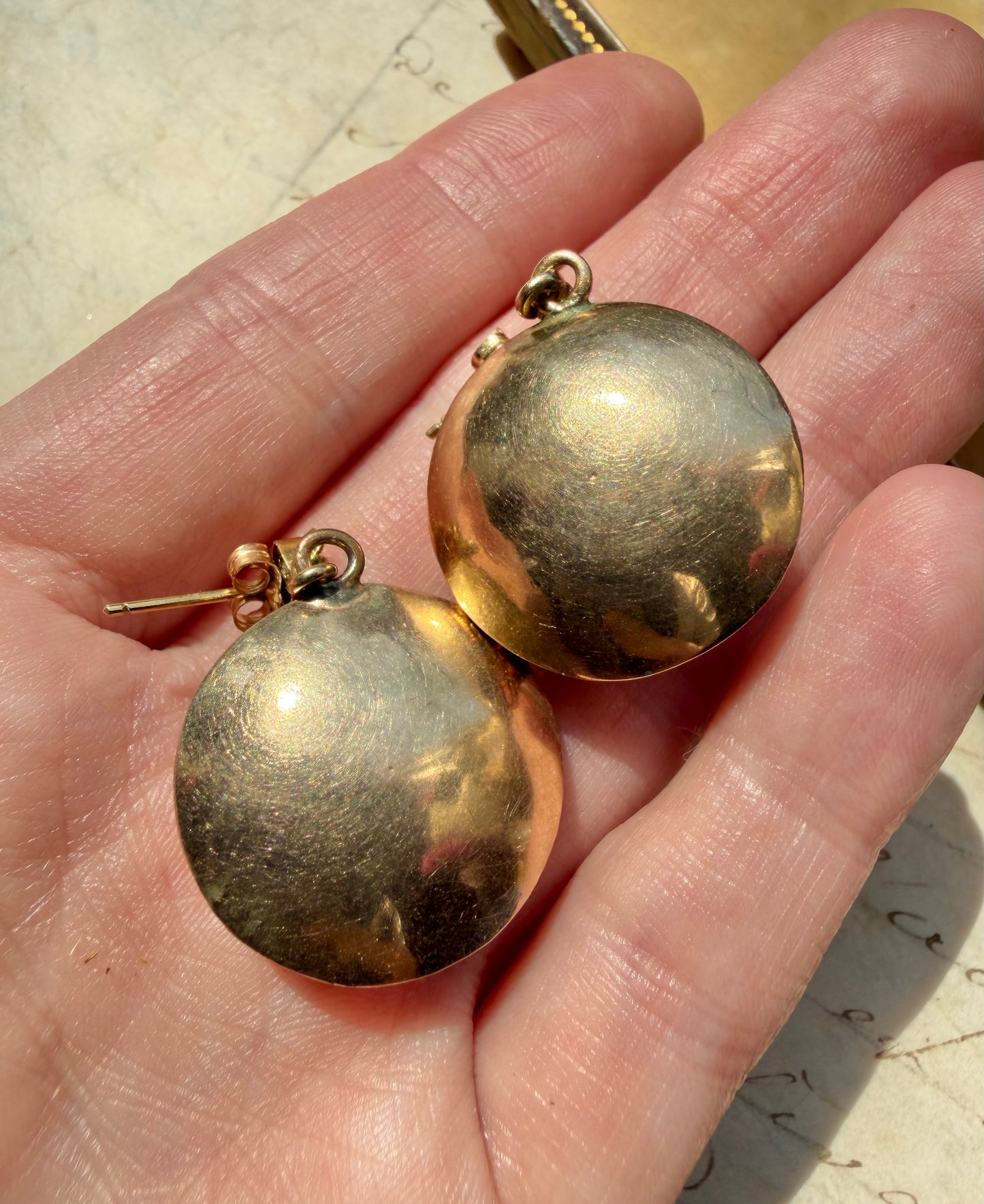 ANTIQUE • Victorian 14k Yellow Gold Celestial Earrings w/ Persian Turquoise, Sea Pearls & Rose Cut Diamonds