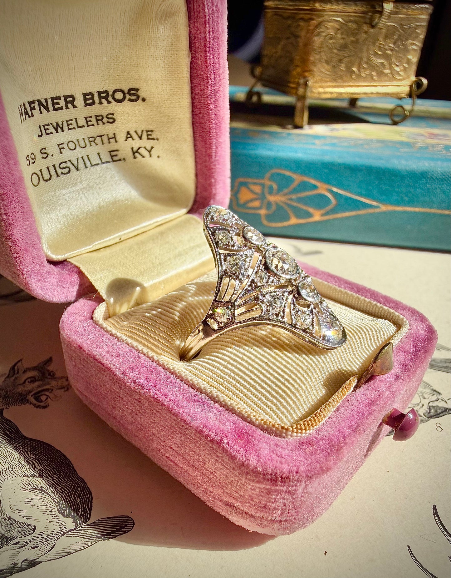 ANTIQUE • Edwardian Platinum Ring w/ Old European & Old Mine Cut Diamonds
