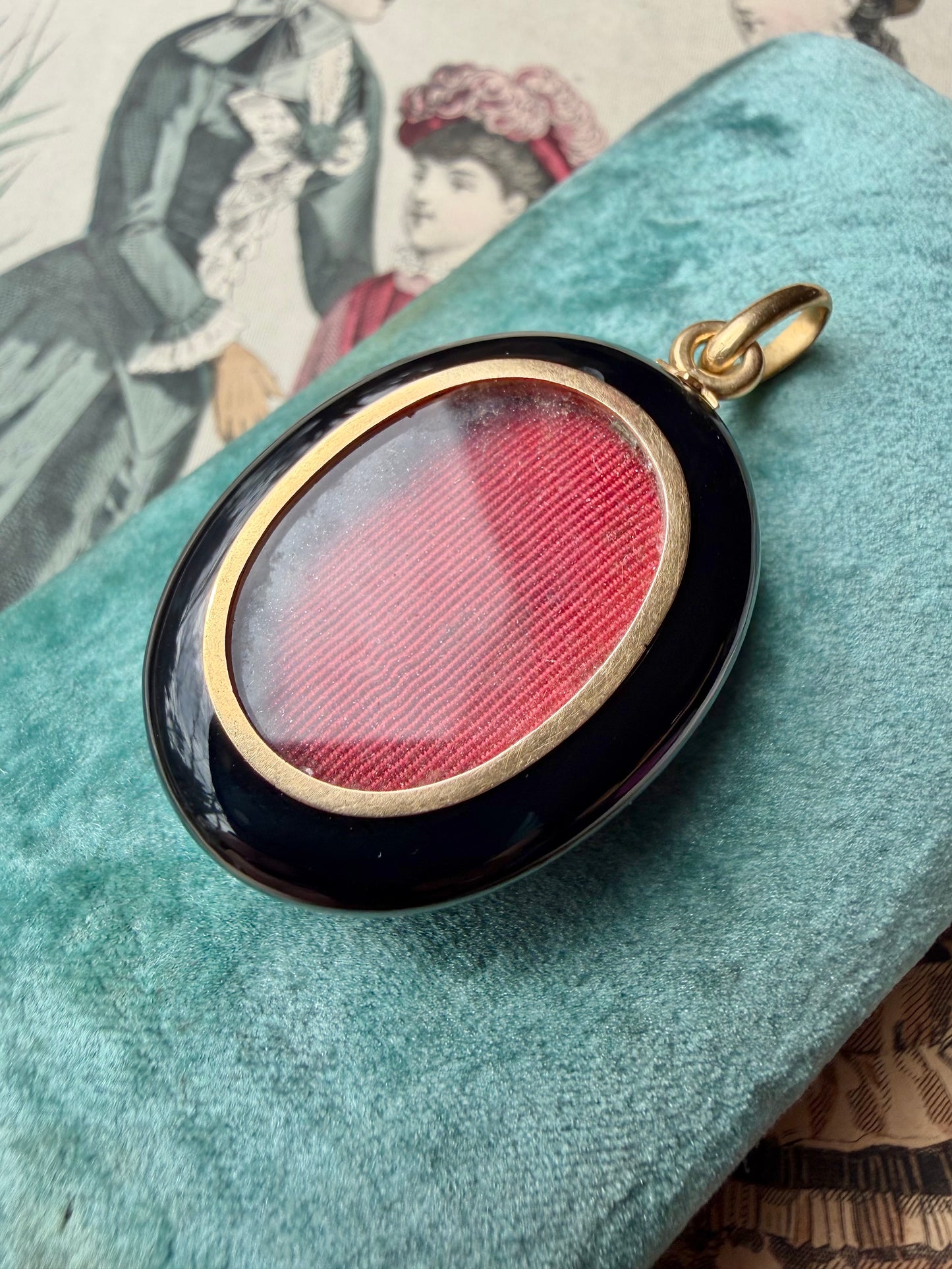 ANTIQUE • Victorian 14k Yellow Gold w/ Onyx & Seed Pearls “S” Initial Locket Pendant
