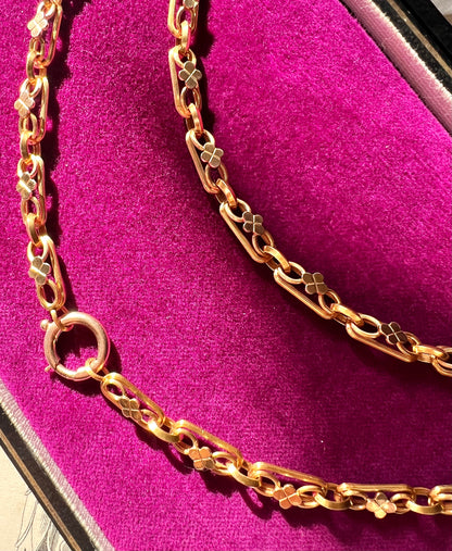 ANTIQUE • Victorian 14k Yellow Gold Ornate Book Chain Collar Necklace