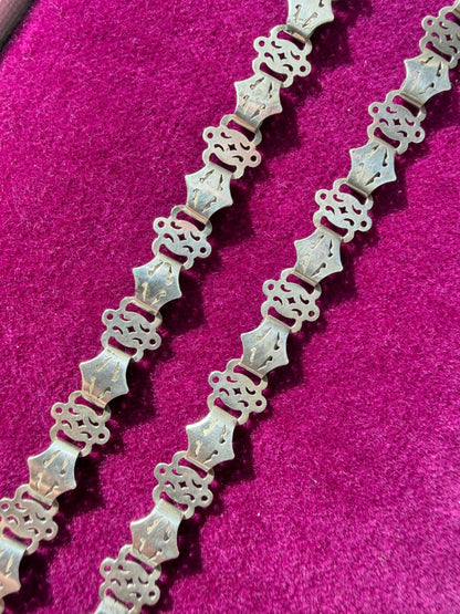 ANTIQUE • Victorian Pierced Silver Book Chain Collar Necklace
