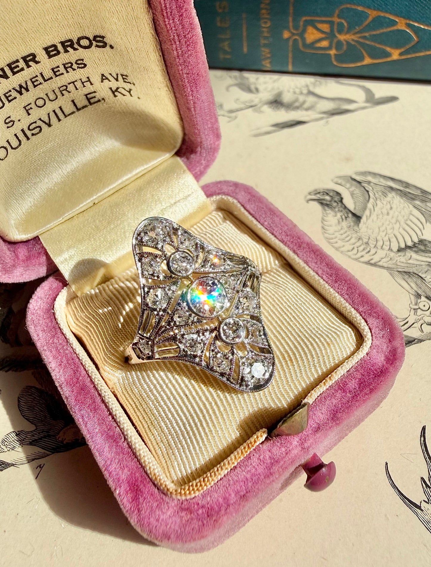 ANTIQUE • Edwardian Platinum Ring w/ Old European & Old Mine Cut Diamonds