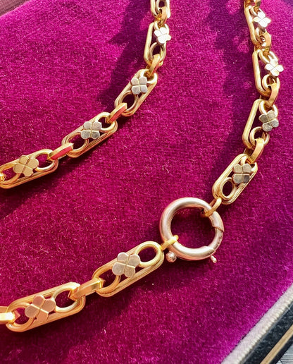 ANTIQUE • Victorian 14k Yellow Gold Ornate Book Chain Collar Necklace