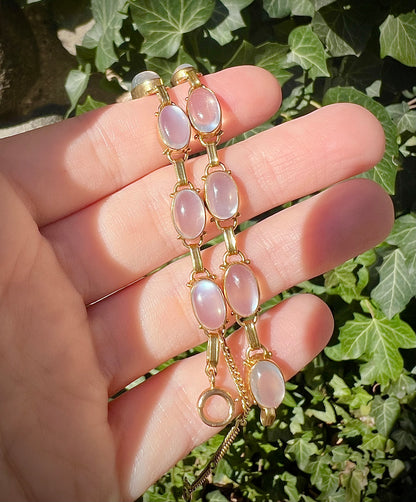 VINTAGE • Binder Bros. Mid-Century 14k Yellow Gold Moonstone Bracelet