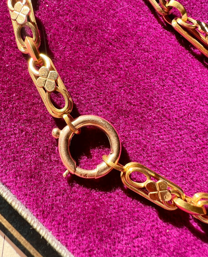 ANTIQUE • Victorian 14k Yellow Gold Ornate Book Chain Collar Necklace