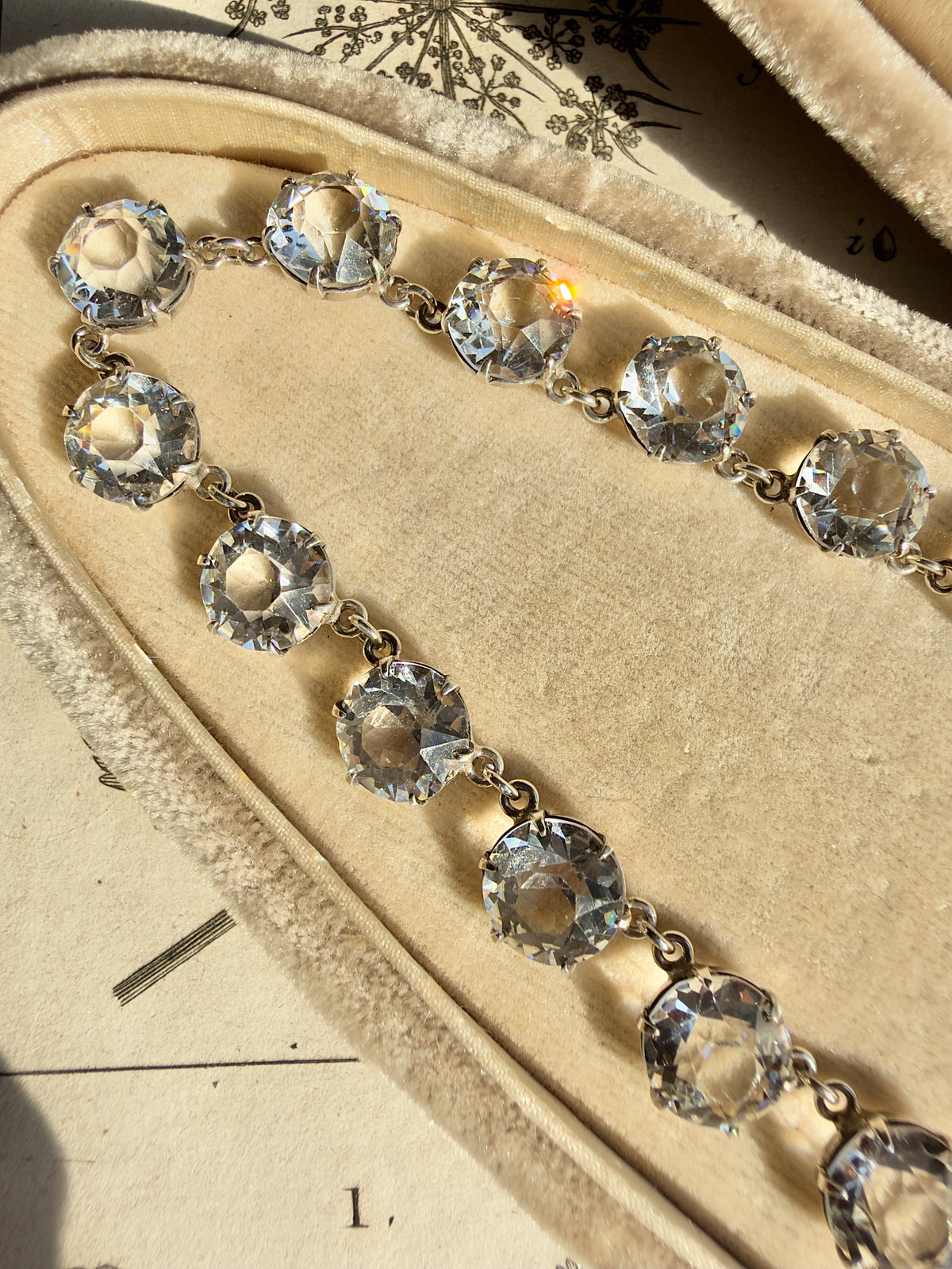 ANTIQUE • Art Deco Sterling Silver w/ Diamond Paste Rivière Necklace