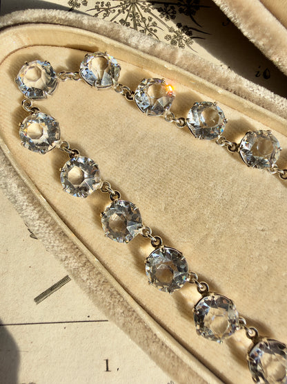 ANTIQUE • Art Deco Sterling Silver w/ Diamond Paste Rivière Necklace