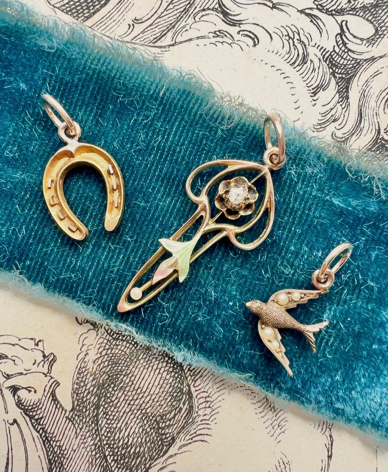 ANTIQUE • Victorian & Art Nouveau 14k Gold Conversion Charms