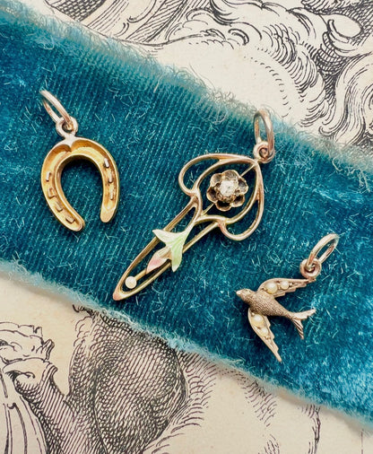 ANTIQUE • Victorian & Art Nouveau 14k Gold Conversion Charms