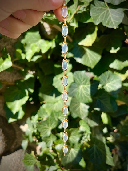 VINTAGE • Binder Bros. Mid-Century 14k Yellow Gold Moonstone Bracelet