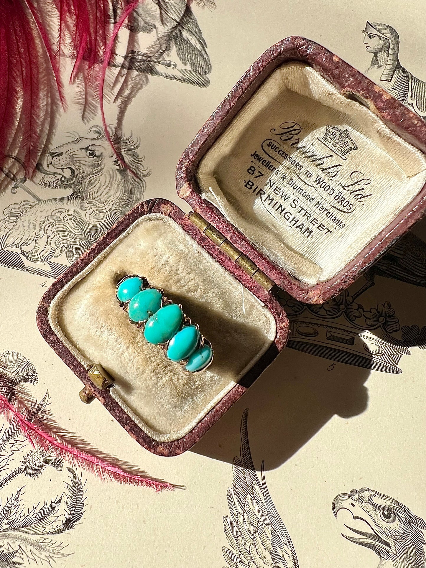 ANTIQUE  • Victorian 10k Yellow Gold Persian Turquoise 5-Stone Ring