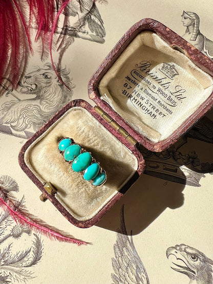 ANTIQUE  • Victorian 10k Yellow Gold Persian Turquoise 5-Stone Ring