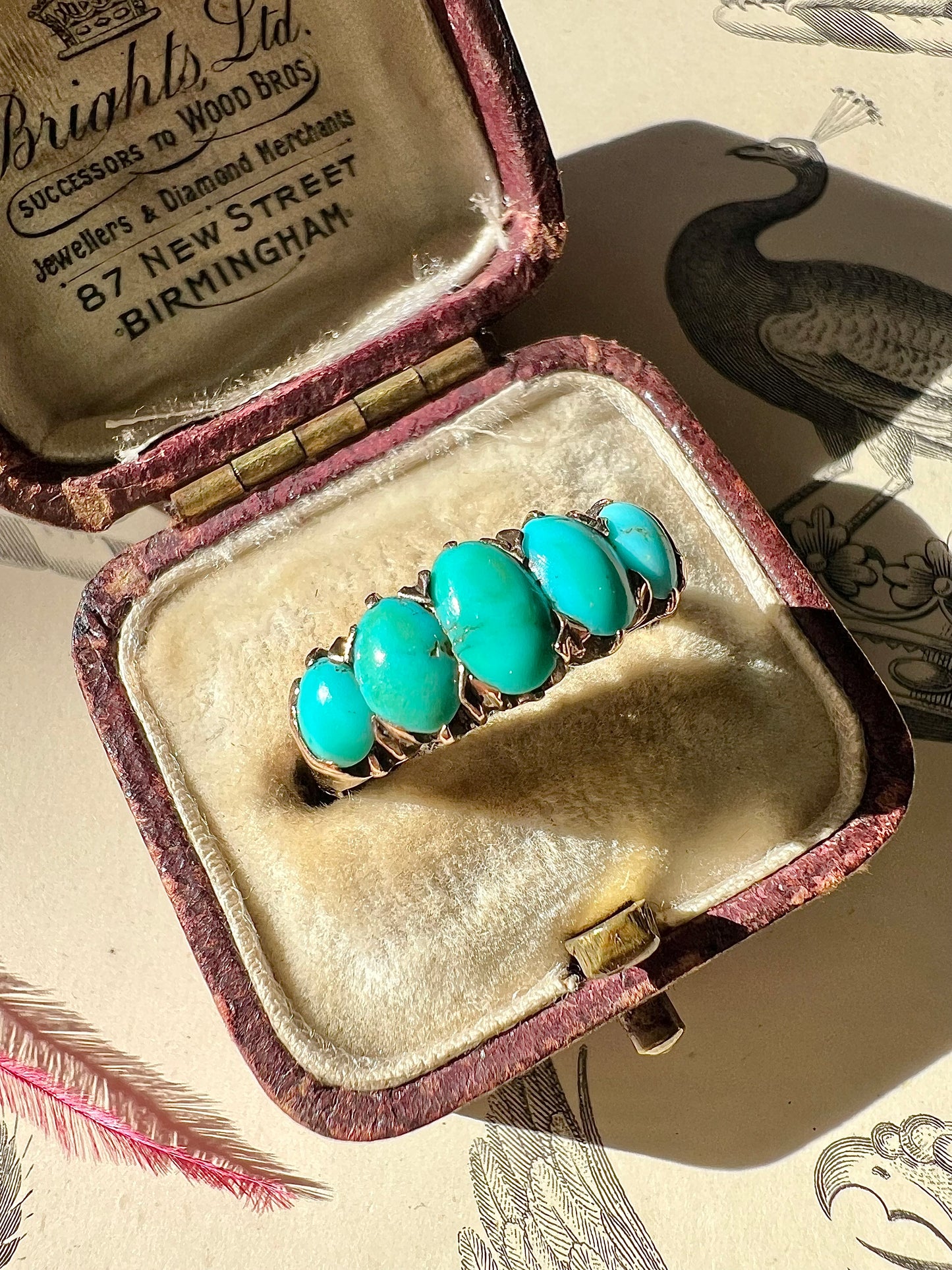 ANTIQUE  • Victorian 10k Yellow Gold Persian Turquoise 5-Stone Ring
