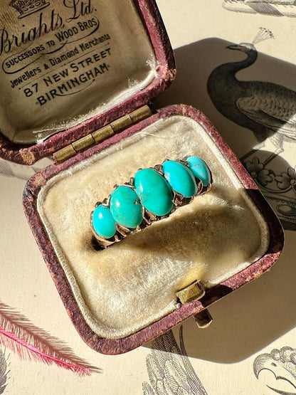 ANTIQUE  • Victorian 10k Yellow Gold Persian Turquoise 5-Stone Ring