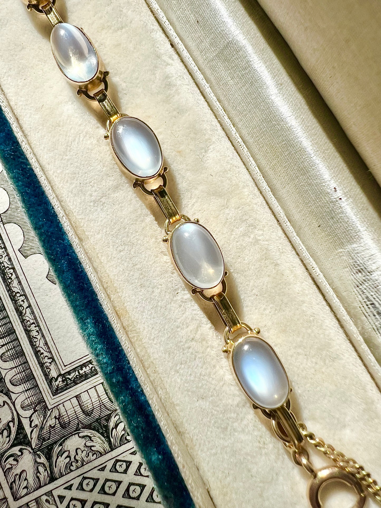 VINTAGE • Binder Bros. Mid-Century 14k Yellow Gold Moonstone Bracelet