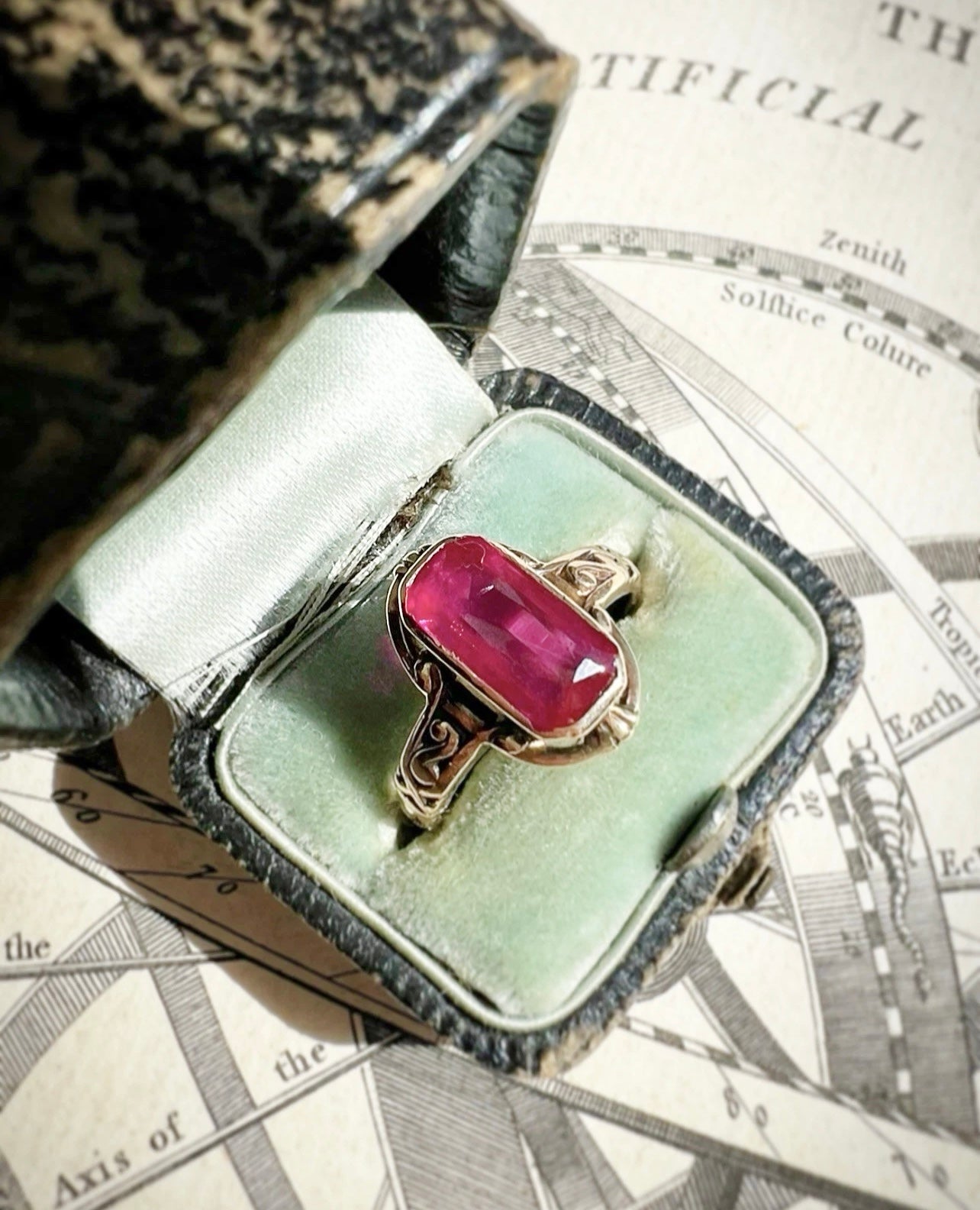 ANTIQUE • Art Deco 14k Yellow Gold Allsopp Bros. Ruby Ring Sz 5