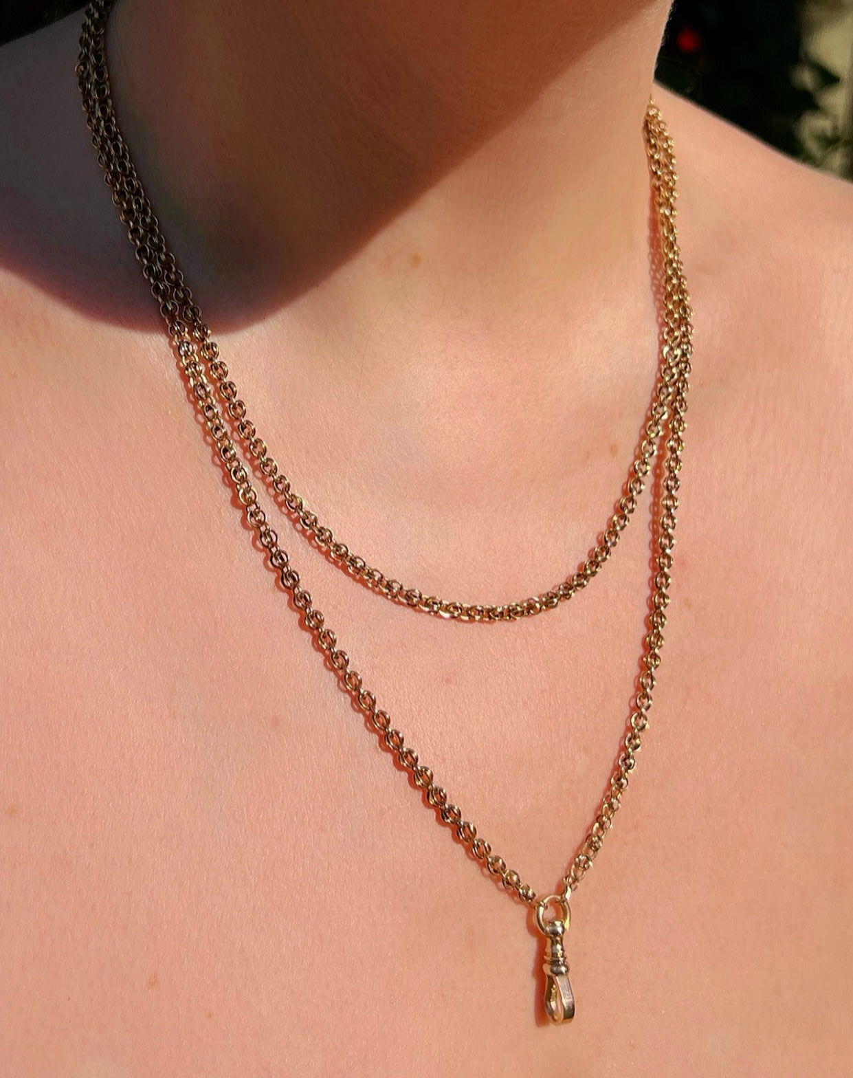 ANTIQUE • Victorian 14k Yellow Gold Longuard Chain Necklace 42”