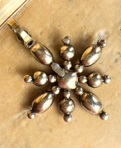 ANTIQUE • Georgian 14k Yellow Gold Foiled Garnet & Seed Pearl Cruciform Pendant