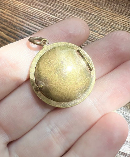 ANTIQUE • Victorian Gold Filled w/ Paste Diamond Halo Shaker Locket & Gemstones