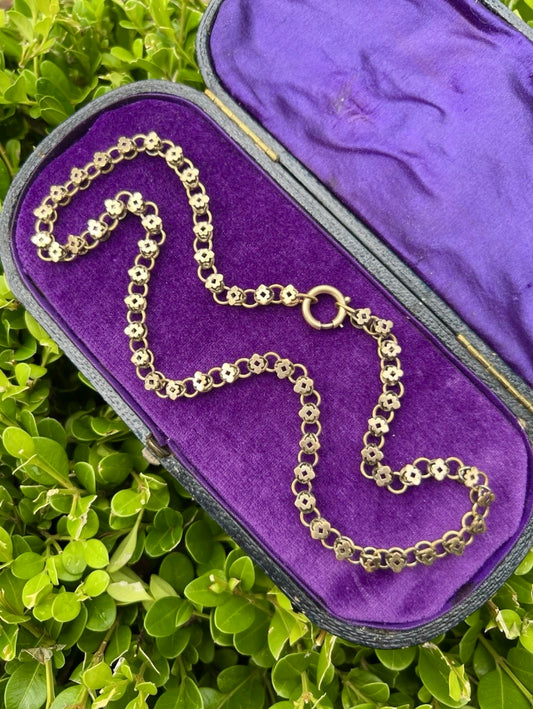 ANTIQUE • Victorian 12k Gold-Filled Ornate Book Chain Necklace