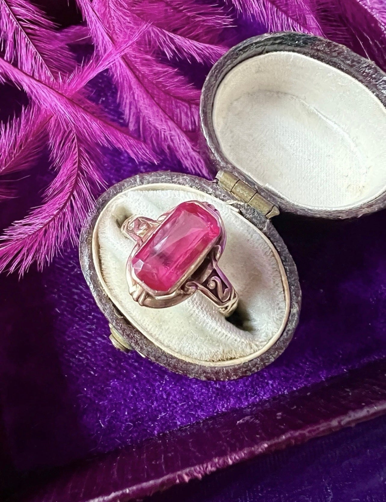 ANTIQUE • Art Deco 14k Yellow Gold Allsopp Bros. Ruby Ring Sz 5