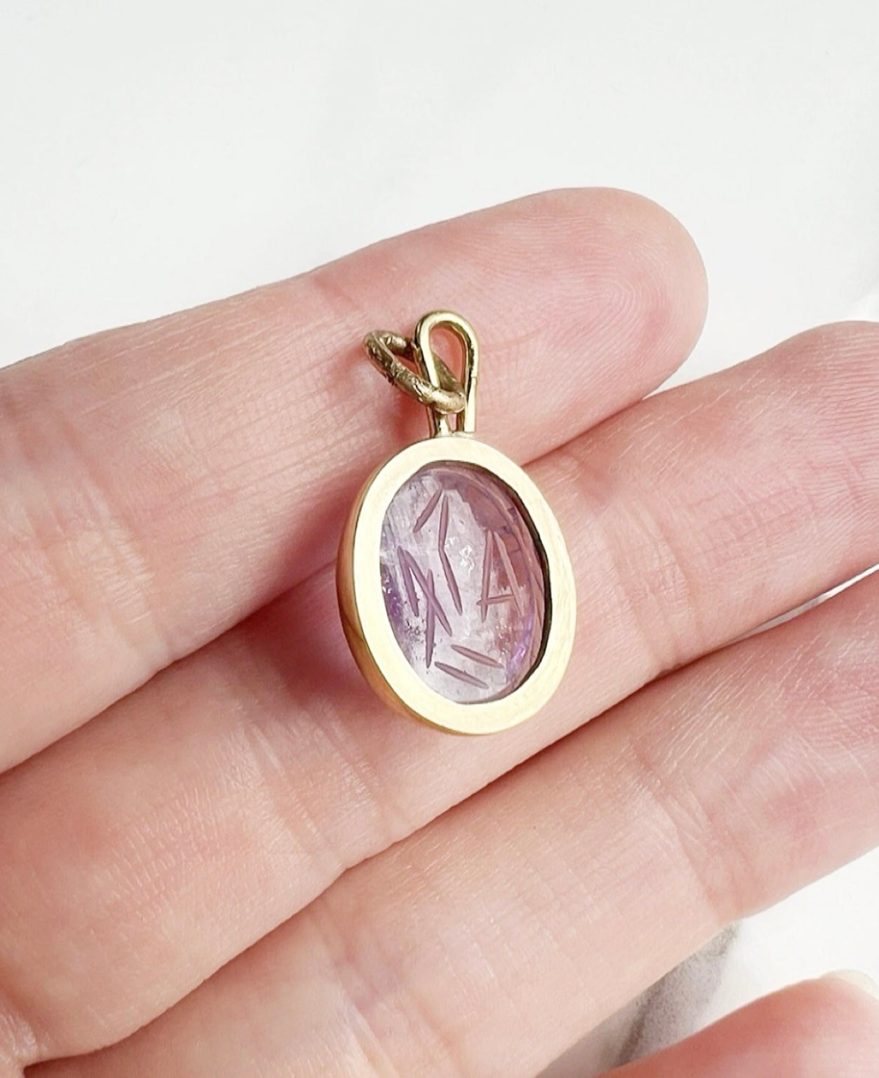 OJ ORIGINAL • Antique Art Deco Amethyst Scarab Charm w/ Reclaimed 14k Yellow Gold
