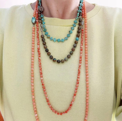 ANTIQUE • Art Deco Sterling Silver Carico Lake Turquoise Strand Necklace C. 1920