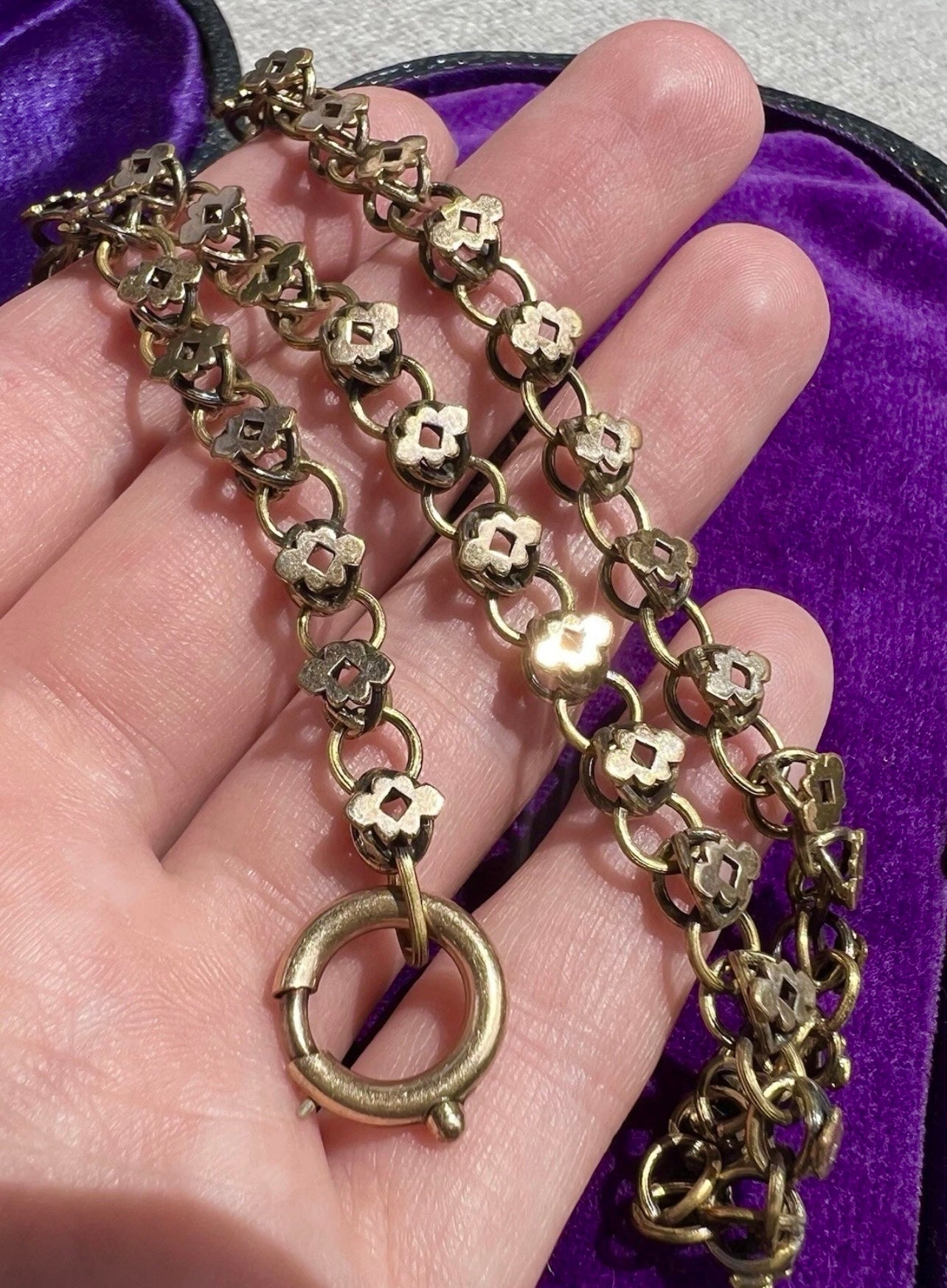 ANTIQUE • Victorian 12k Gold-Filled Ornate Book Chain Necklace