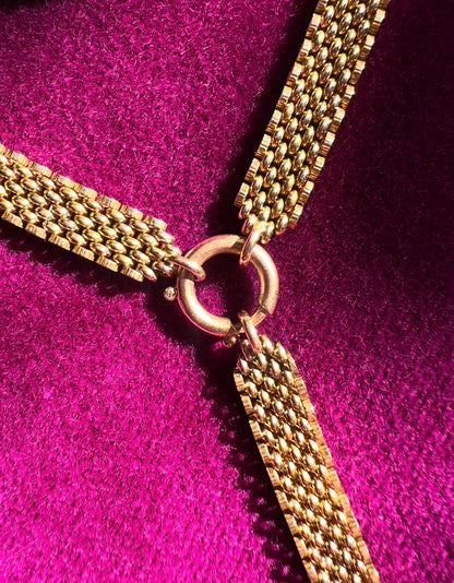 ANTIQUE • Victorian 14k Yellow Gold Watch Chain Lariat Necklace