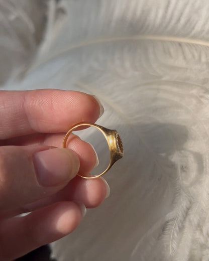 BESPOKE • 18k Yellow Gold Evil Eye w/ Brilliant Cut Diamonds Ring Sz. 7.25