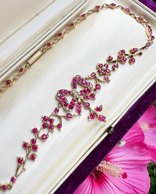 Antique Victorian Natural Ruby Necklace