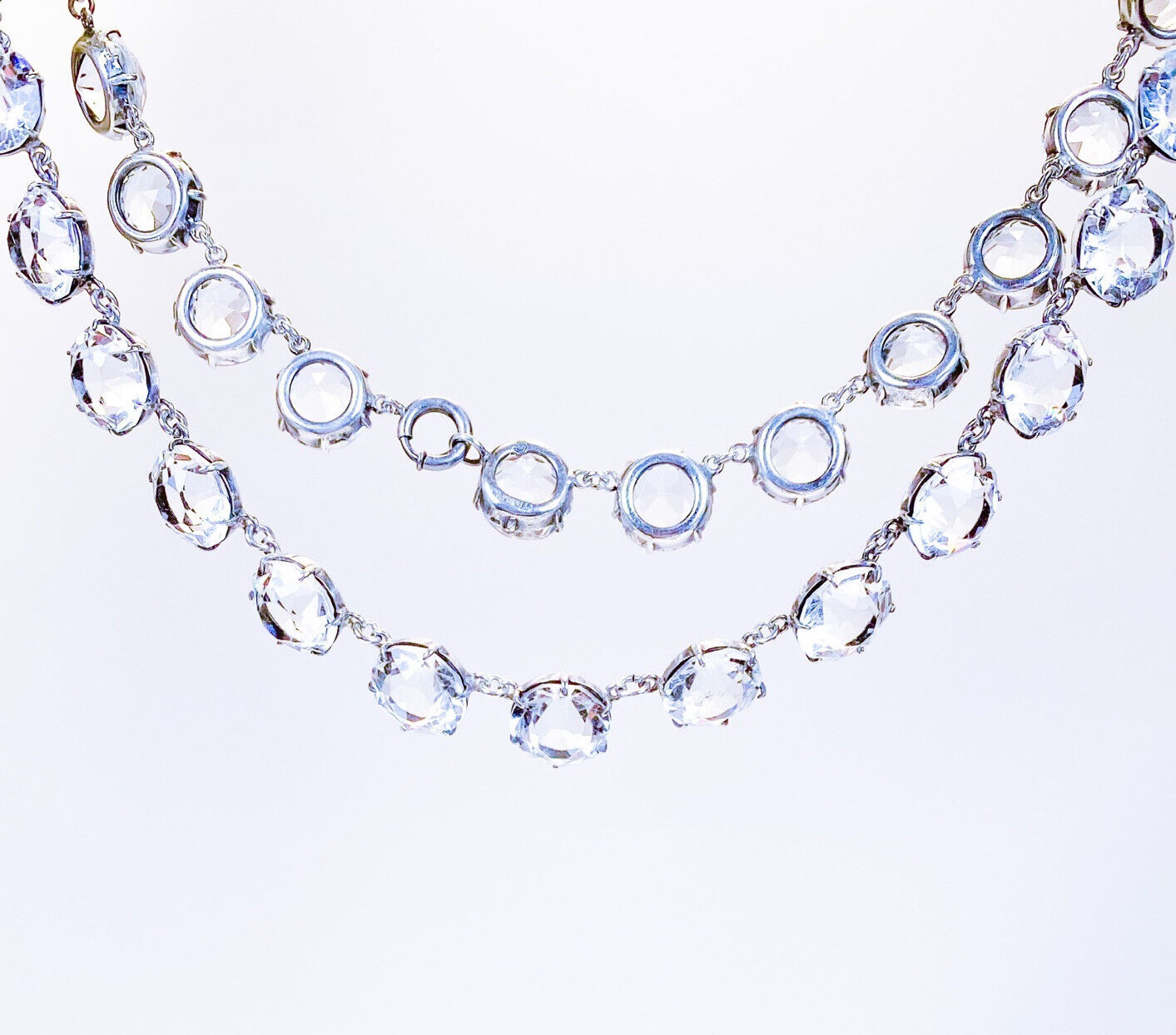 ANTIQUE • Art Deco Sterling Silver & Crystal Diamond Paste Rivière Necklace