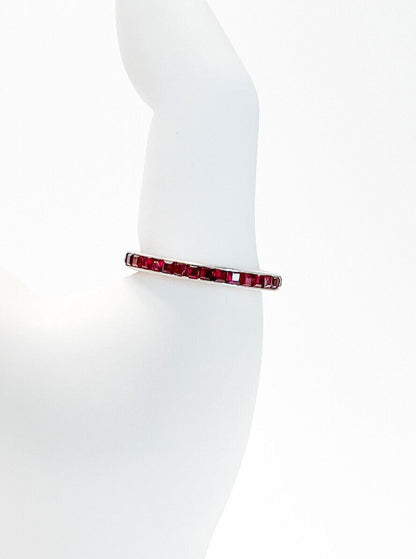 ANTIQUE • Art Deco 14k White Gold Square Cut Ruby Eternity Band Ring Sz. 6.5