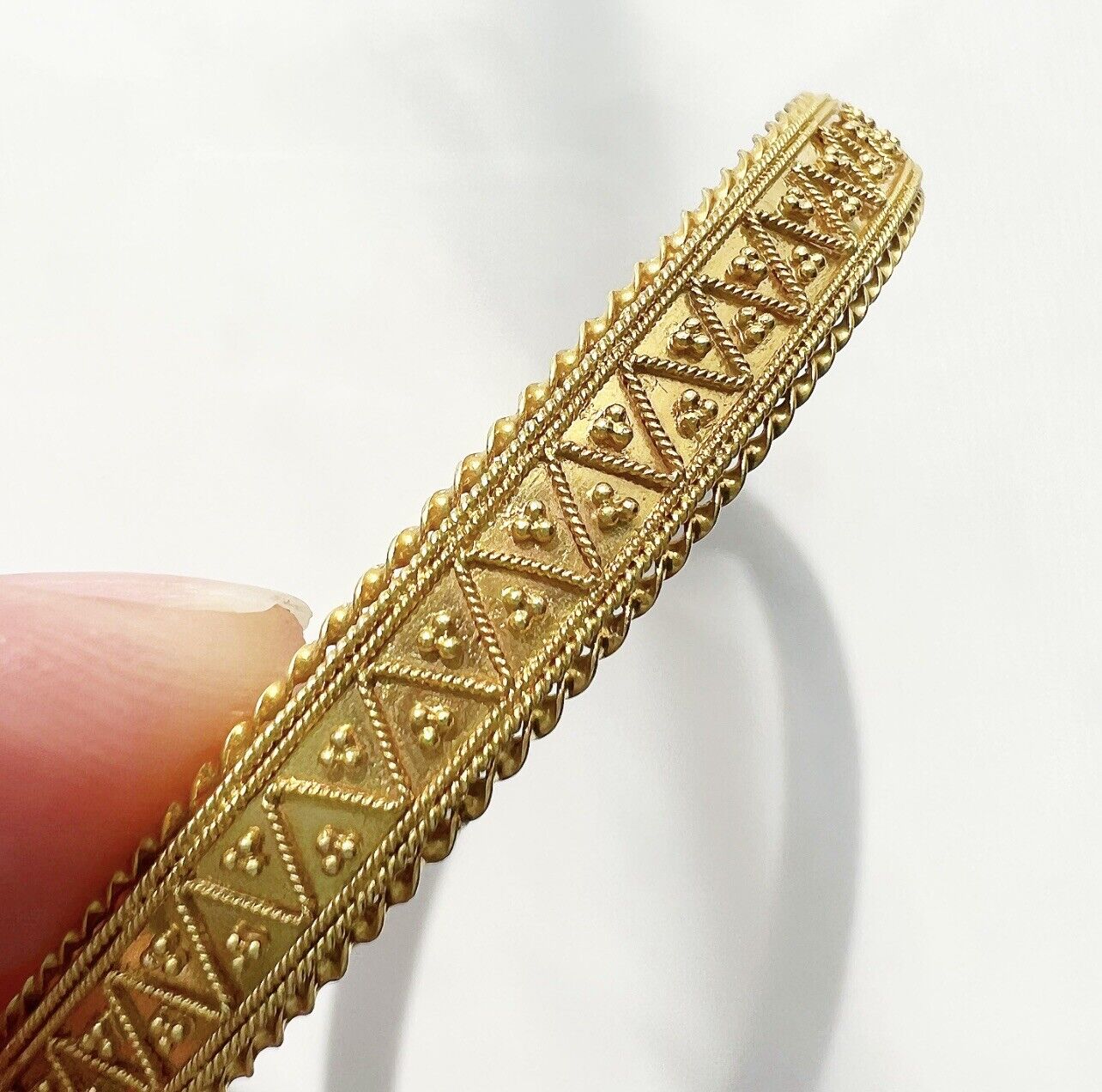 ANTIQUE • Victorian Etruscan Revival Granular 15ct Yellow Gold Cuff Bracelet