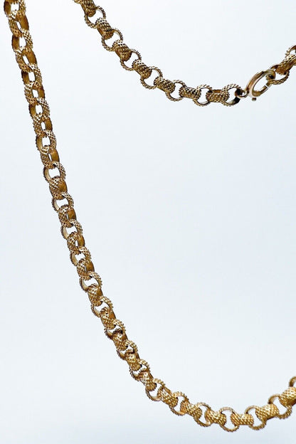 ANTIQUE • Georgian Gold Gilded Brass Fancy Textured Rolo Chain Necklace C. 1790